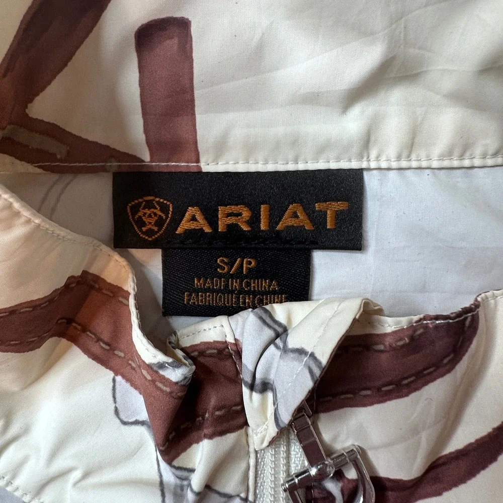 Ariat Jacket Womens Small Cream Equestrian Print 1/4 Zip Windbreaker 10007153 - Picture 3 of 10